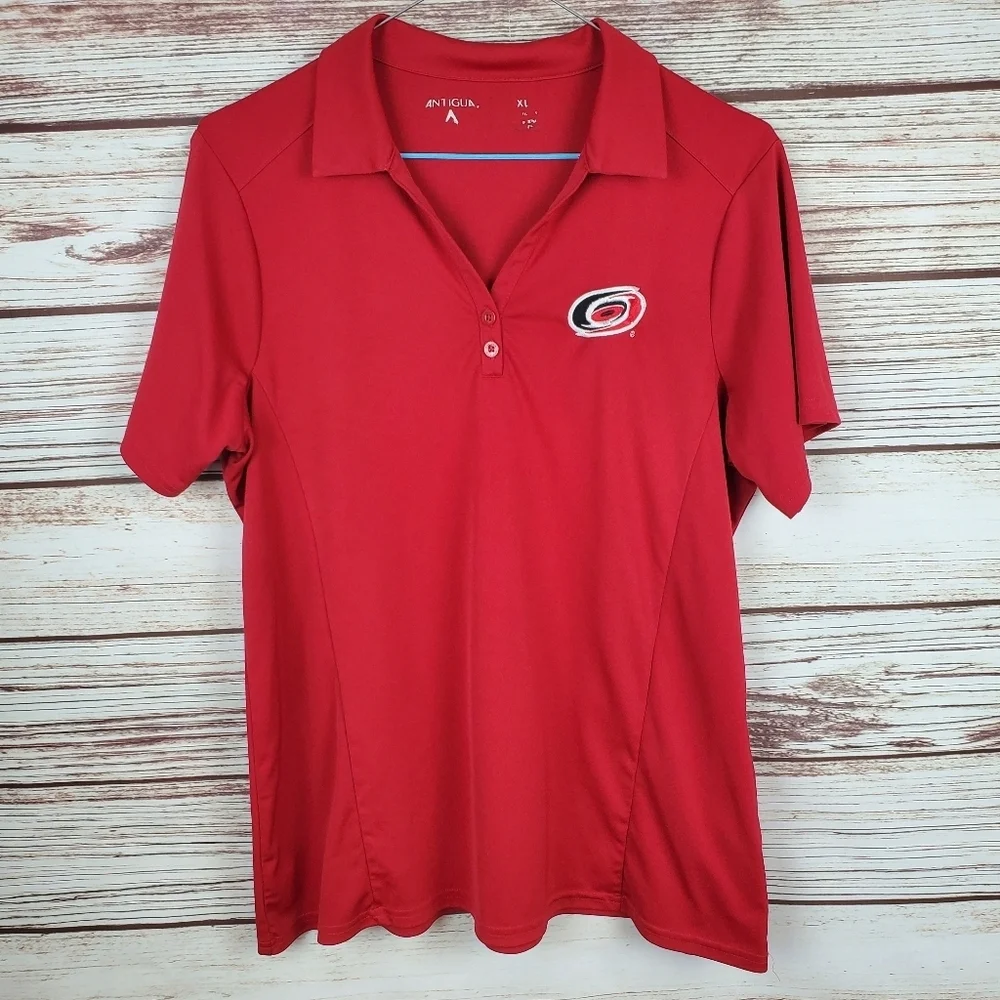 Lot of 3 Antigua Womens XL NHL Carolina Hurricanes Red/Black Polo Shirts - Picture 2 of 15